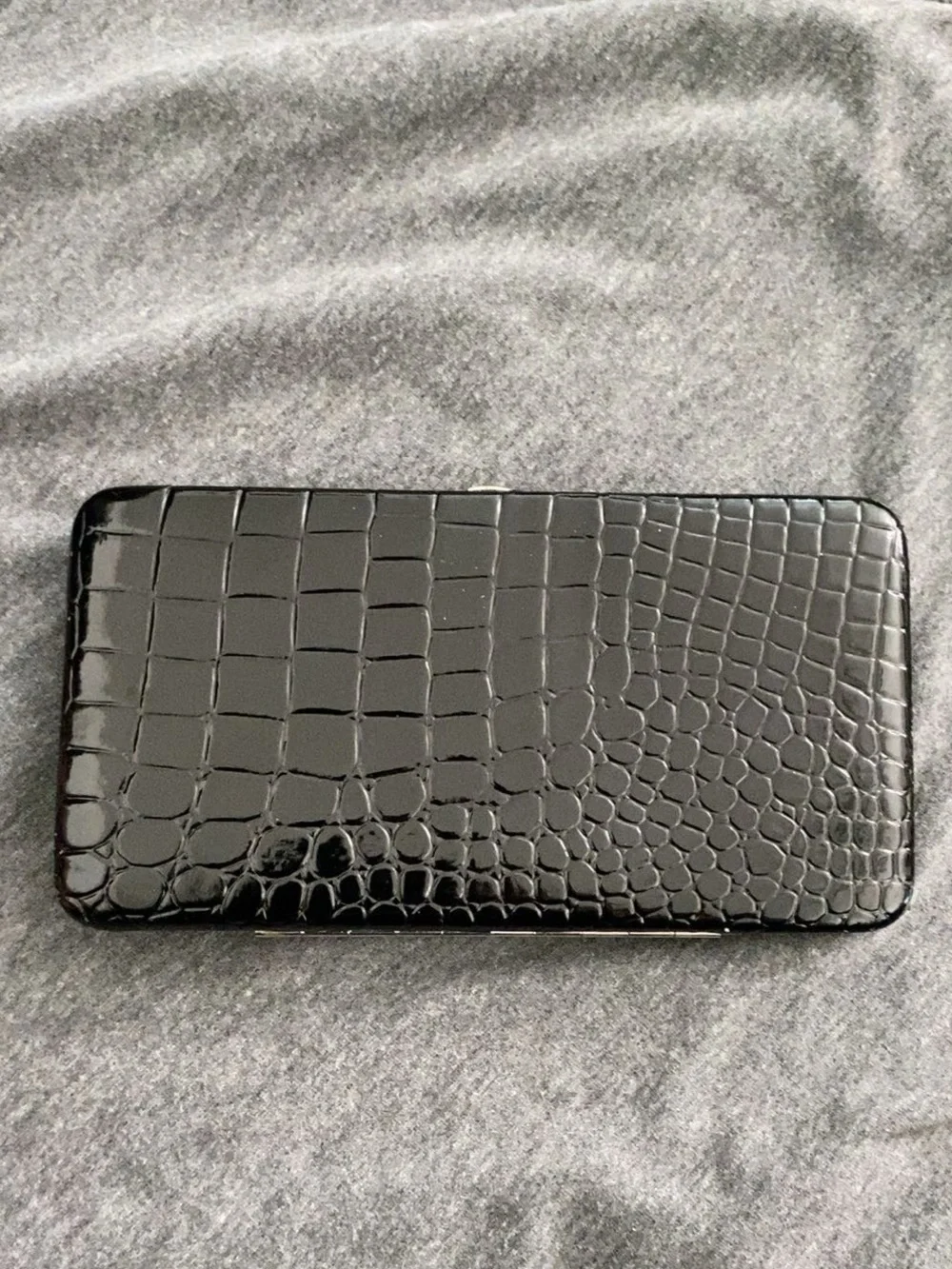 Mary Kay Black Croc-Embossed Zip Wallet